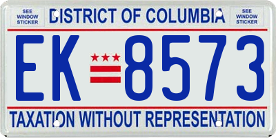 DC license plate EK8573