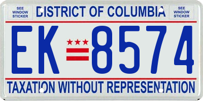 DC license plate EK8574