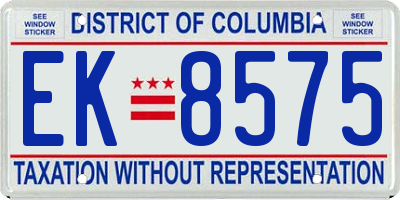 DC license plate EK8575