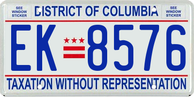 DC license plate EK8576