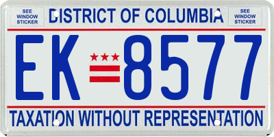 DC license plate EK8577