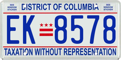 DC license plate EK8578