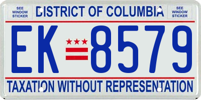 DC license plate EK8579