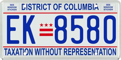 DC license plate EK8580