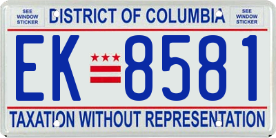 DC license plate EK8581