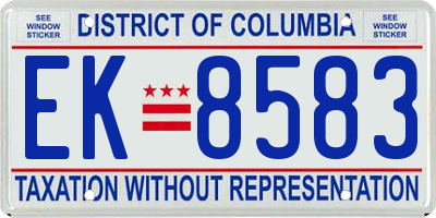 DC license plate EK8583