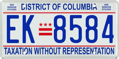 DC license plate EK8584