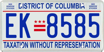 DC license plate EK8585