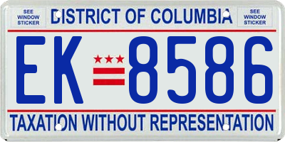 DC license plate EK8586