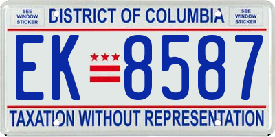 DC license plate EK8587