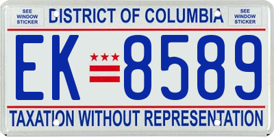 DC license plate EK8589