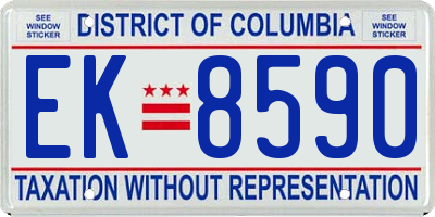 DC license plate EK8590