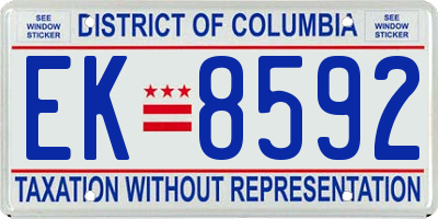 DC license plate EK8592