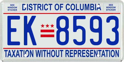 DC license plate EK8593