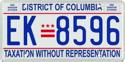 DC license plate EK8596