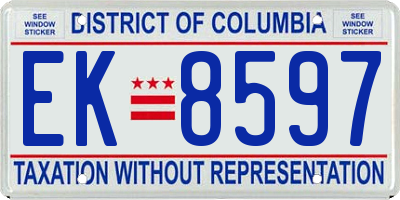 DC license plate EK8597