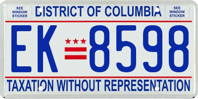 DC license plate EK8598