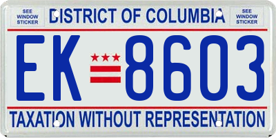 DC license plate EK8603