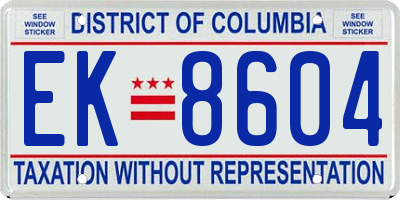 DC license plate EK8604