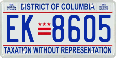 DC license plate EK8605