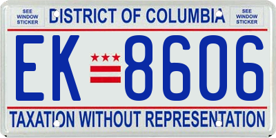 DC license plate EK8606