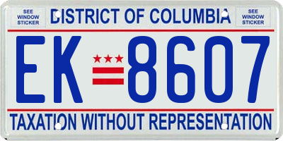 DC license plate EK8607