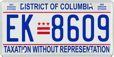 DC license plate EK8609