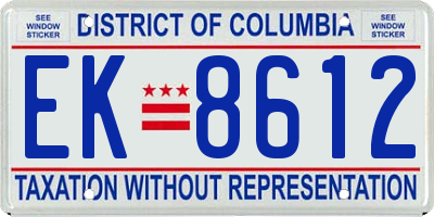 DC license plate EK8612