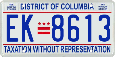 DC license plate EK8613