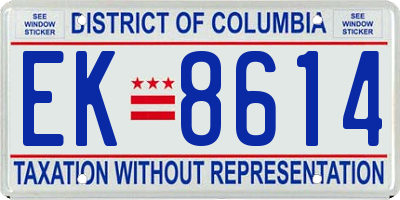 DC license plate EK8614