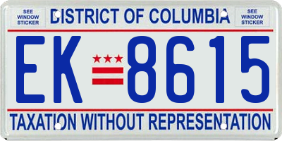 DC license plate EK8615