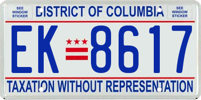 DC license plate EK8617