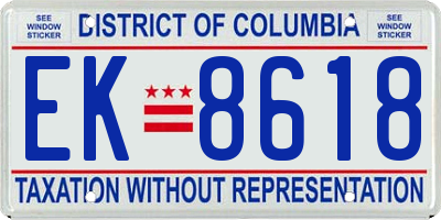 DC license plate EK8618