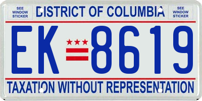 DC license plate EK8619