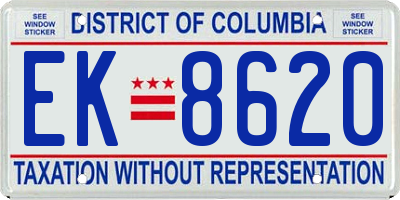 DC license plate EK8620