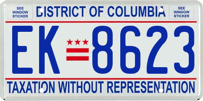 DC license plate EK8623