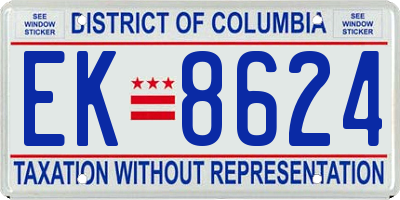 DC license plate EK8624