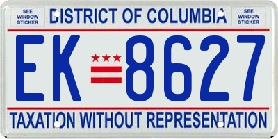 DC license plate EK8627