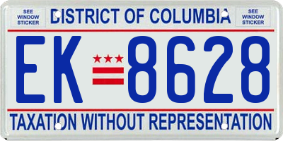 DC license plate EK8628