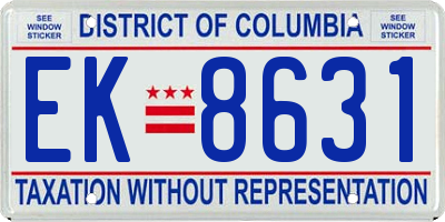 DC license plate EK8631