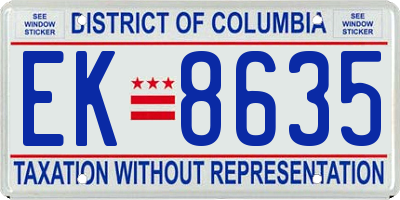 DC license plate EK8635