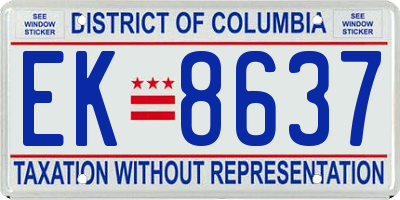 DC license plate EK8637