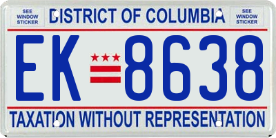 DC license plate EK8638