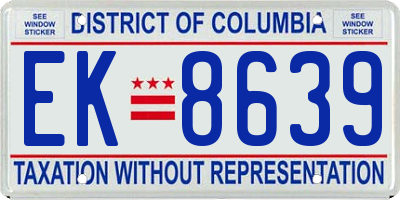 DC license plate EK8639