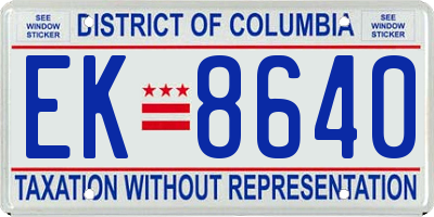 DC license plate EK8640