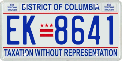 DC license plate EK8641