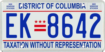 DC license plate EK8642