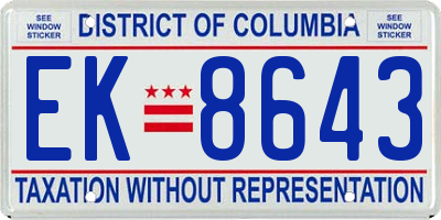 DC license plate EK8643