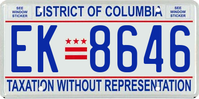 DC license plate EK8646