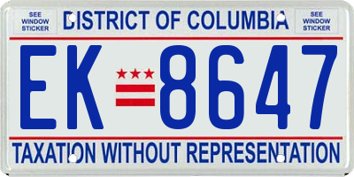 DC license plate EK8647